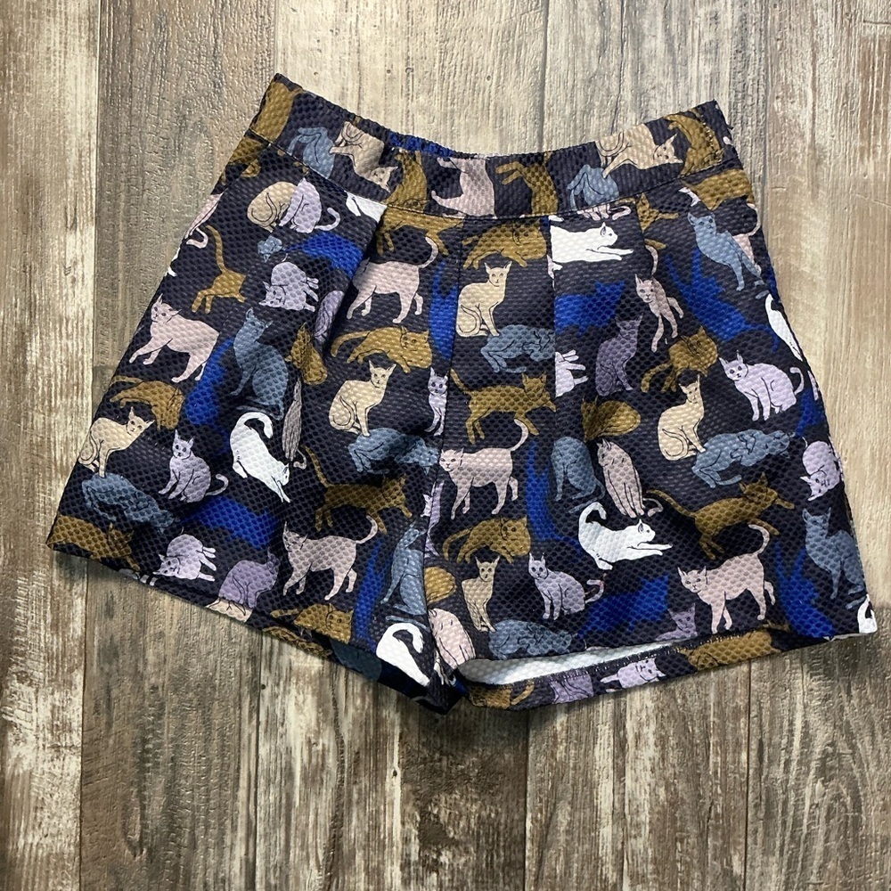 H&M High Waist Animal Print Shorts - Blue and Brown Size 6